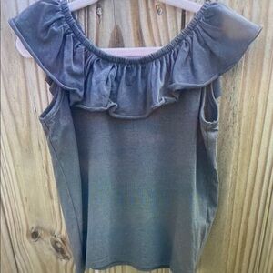 Girls' Ruffled Gray Tank Top